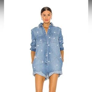 One Teaspoon Prophecy Jumpsuit in Pacific Star Denim Romper NWT Size Small $269
